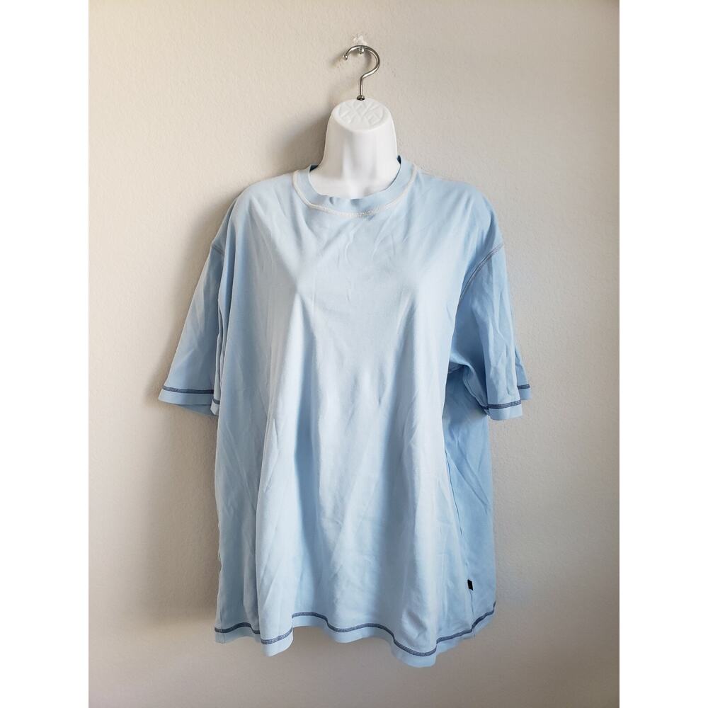 EUC Zegna Sport Light Blue Short Sleeve Super Soft 100% Cotton Size XL Shirt